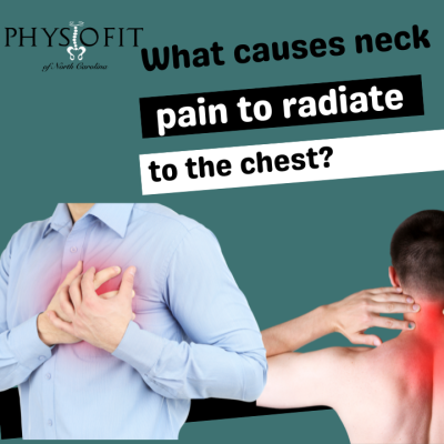 What causes neck pain to radiate to the chest?
