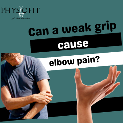 Can a weak grip cause elbow pain?